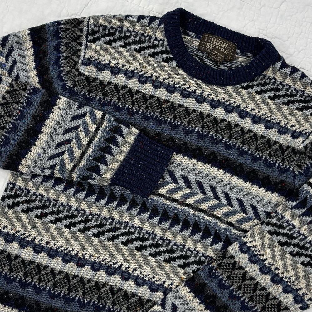 Vintage High Sierra Sweater Mens Large Blue Cosby 90’s Retro Hippie Throwback